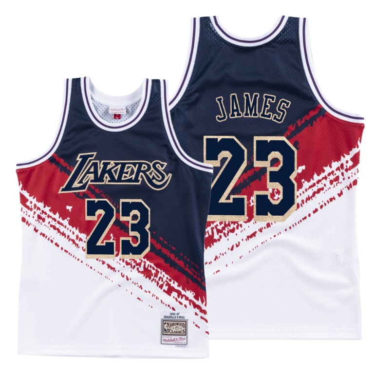 Men's Los Angeles Lakers LeBron James #23 NBA Independence Throwback Hardwood Classics White Basketball Jersey FVR6083YB